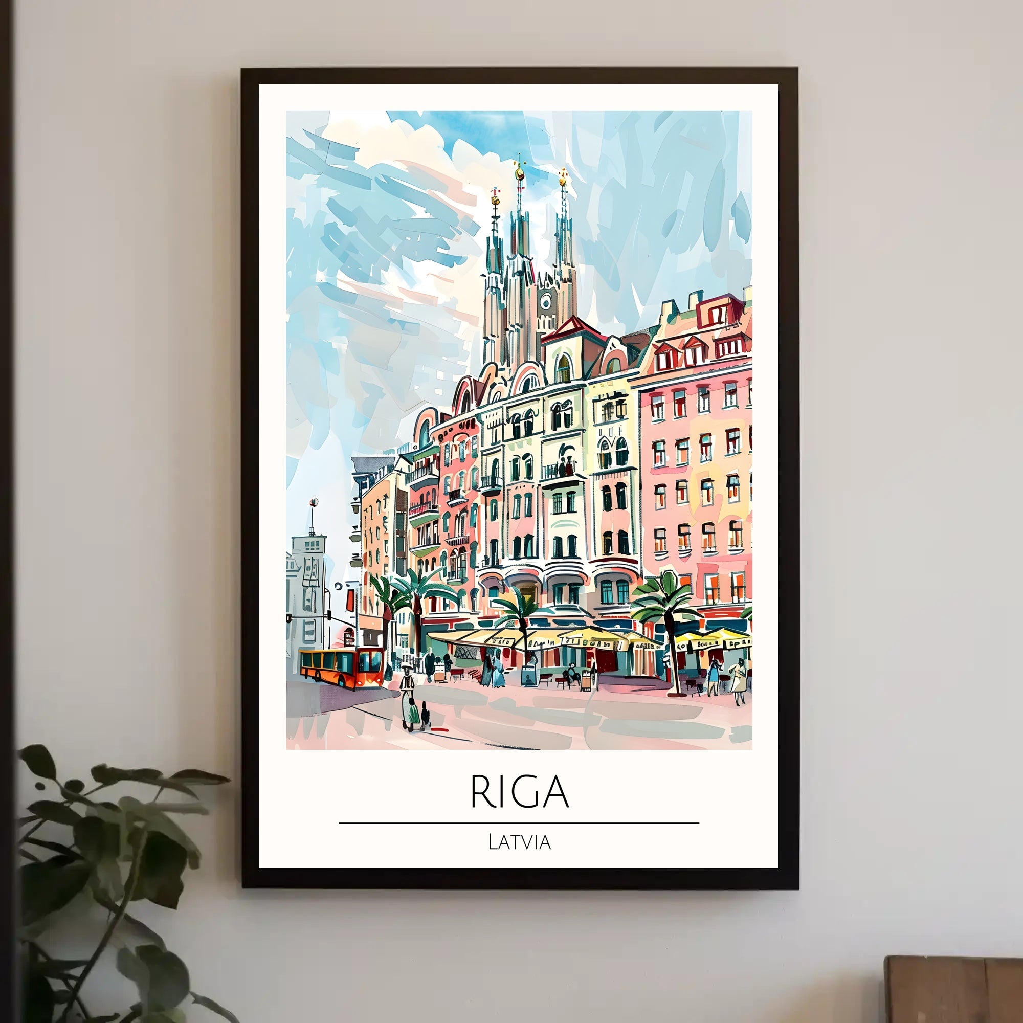 Riga Cityscape Illustration Poster PosterGoat