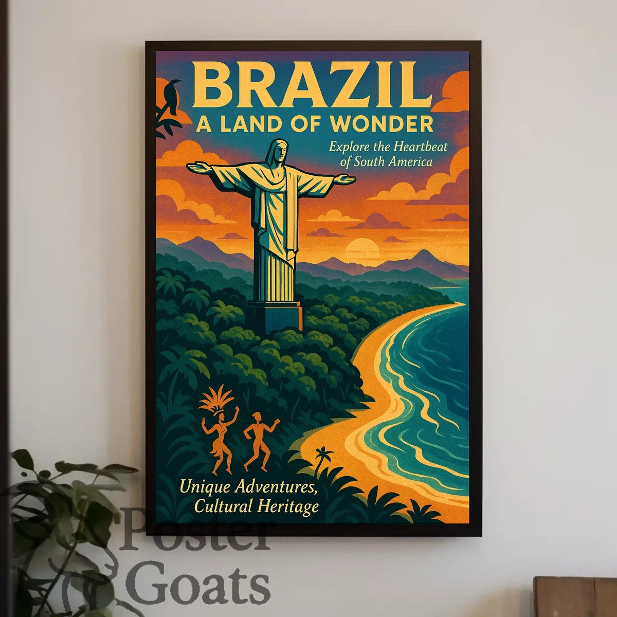 Brazilian Adventures Await: Vibrant Vintage Travel Poster