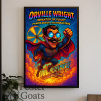 Orville Wright Comic Superhero Aviation Poster