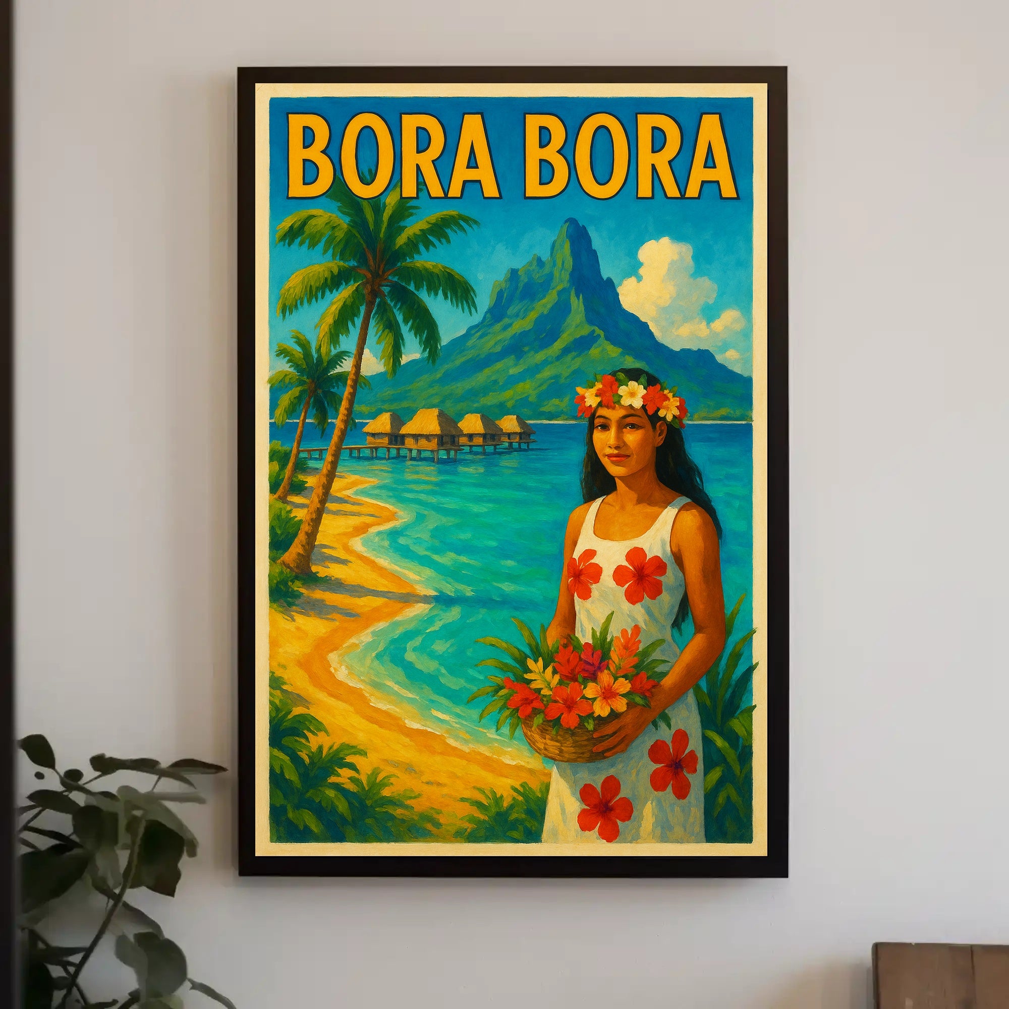 Tropical Vintage Bora Bora Travel Poster PosterGoat