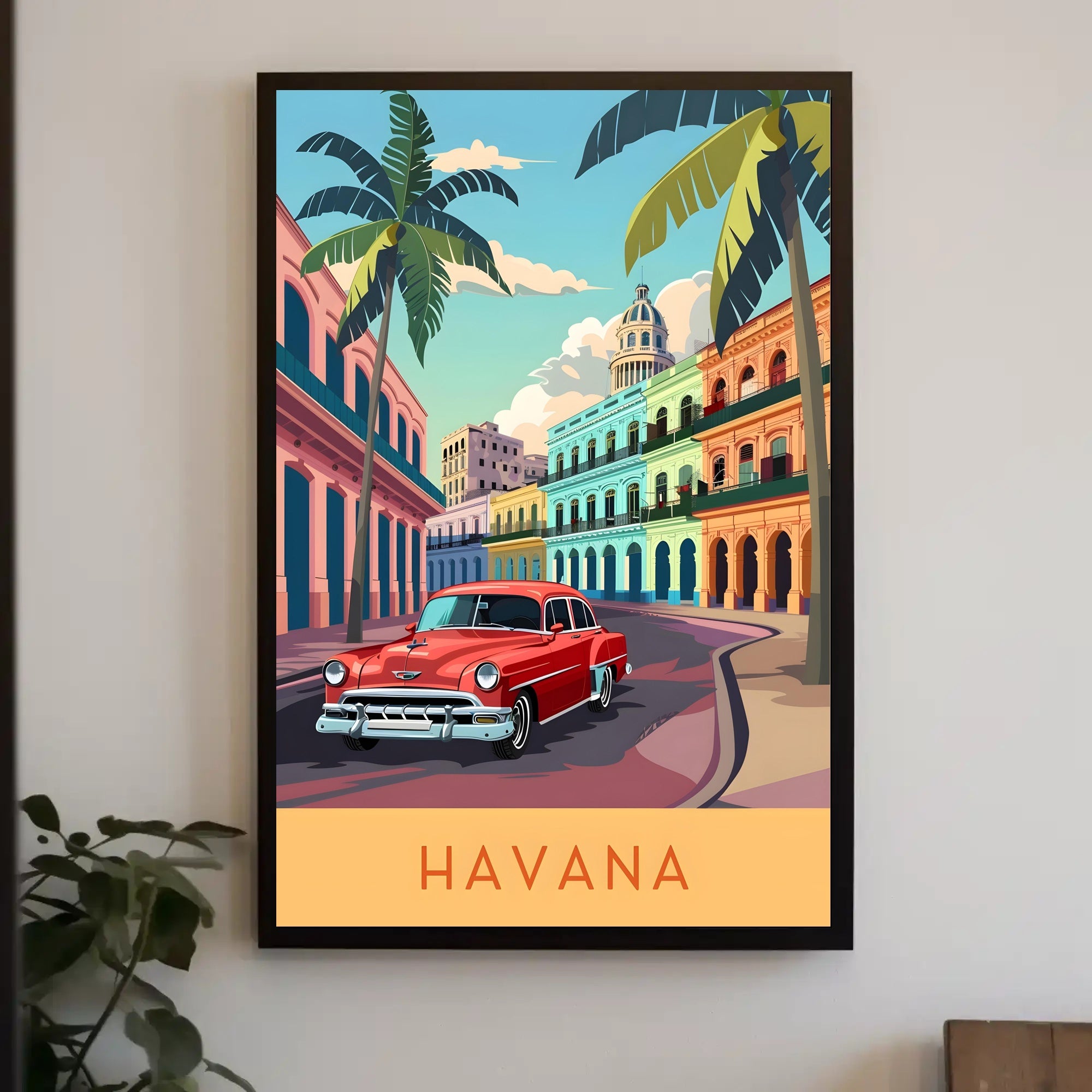 Classic Havana in Vibrant Streets: Travel Poster