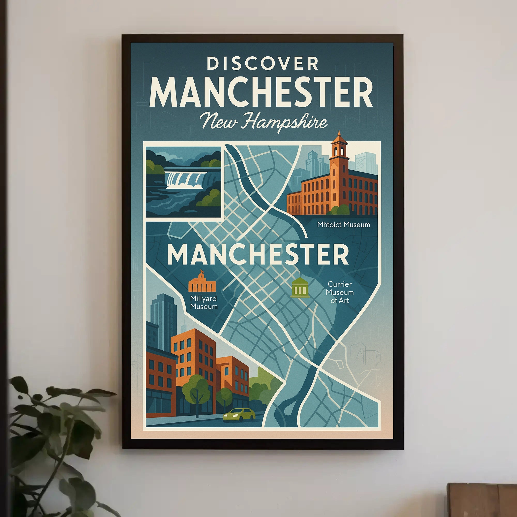 Discover Manchester, New Hampshire Poster PosterGoat