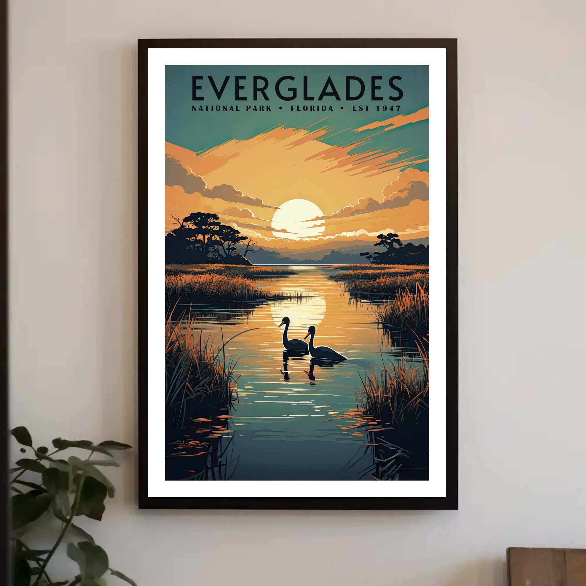 Everglades Sunset Poster Travel Wall Art Print