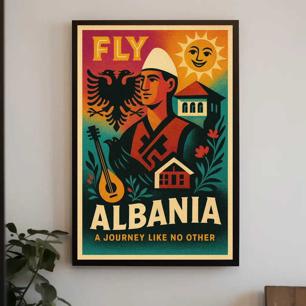 Travel Albania Vintage Poster Cultural Journey Awaits PosterGoat
