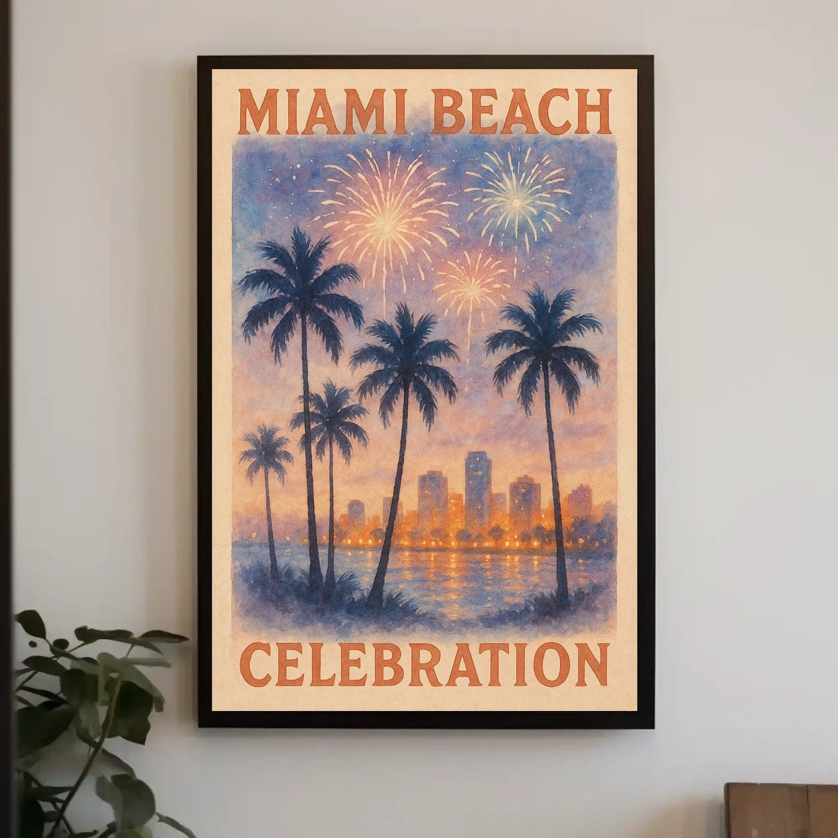 Miami Beach Celebration: Vibrant Urban or Cityscape Poster