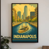 Indianapolis Skyline Vintage Travel Art Poster