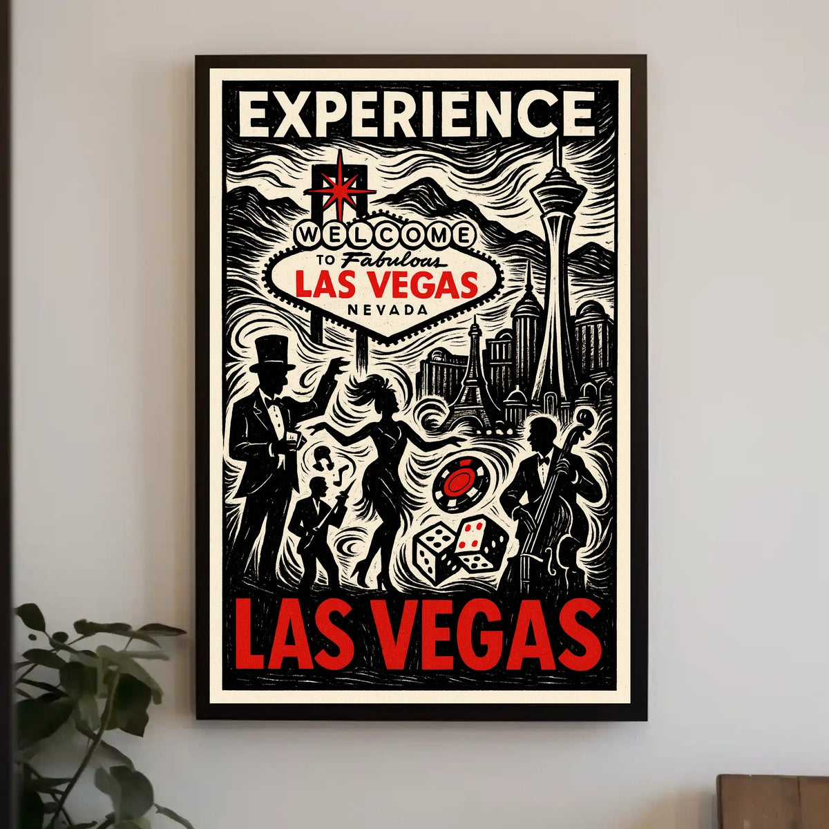 Las Vegas Poster Vibrant Neon Nightlife Wall Decor Fans