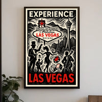 Las Vegas Poster Vibrant Neon Nightlife Wall Decor Fans