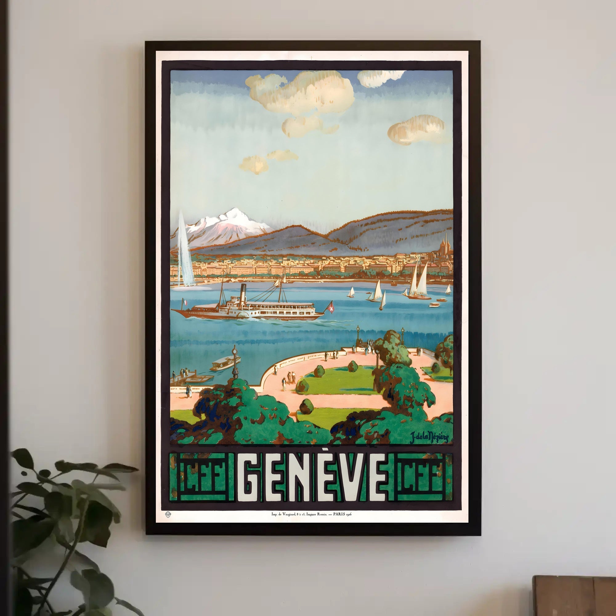 Picturesque Early 20th-Century Scene of Geneva Travel Poster