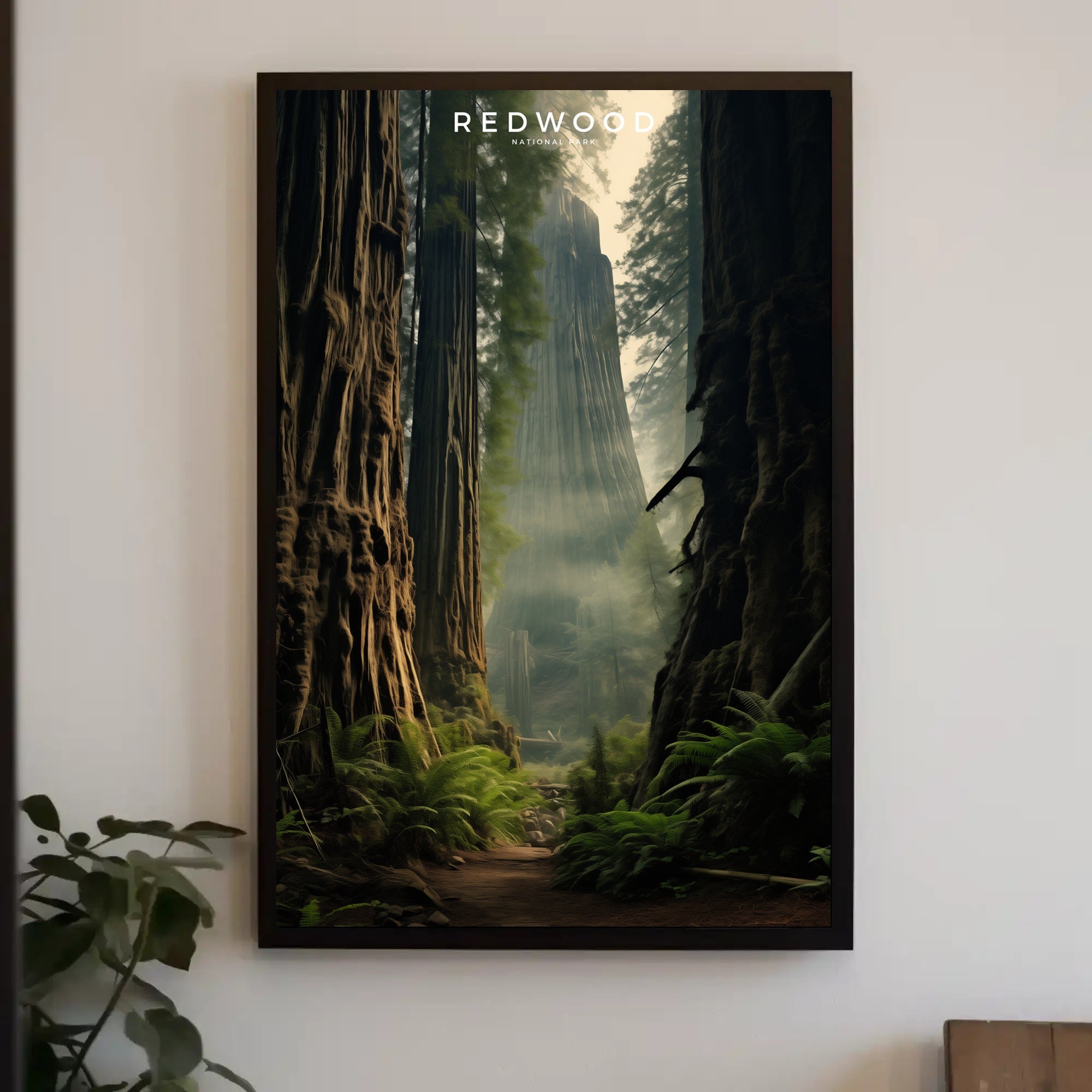 Redwood Forest Travel Poster Tranquil Wall Art Print