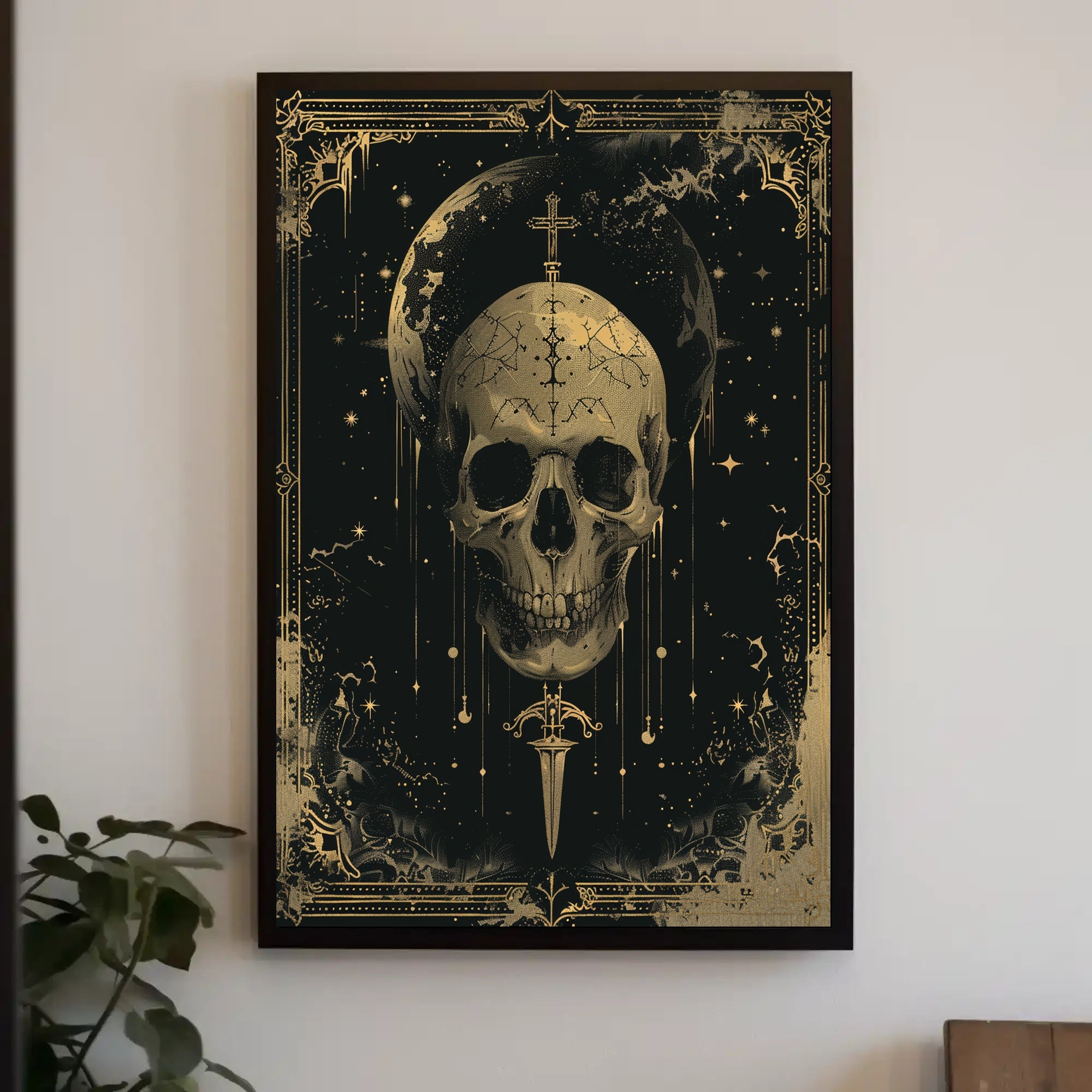 Celestial Skull Gothic Art Nouveau Poster Print PosterGoat