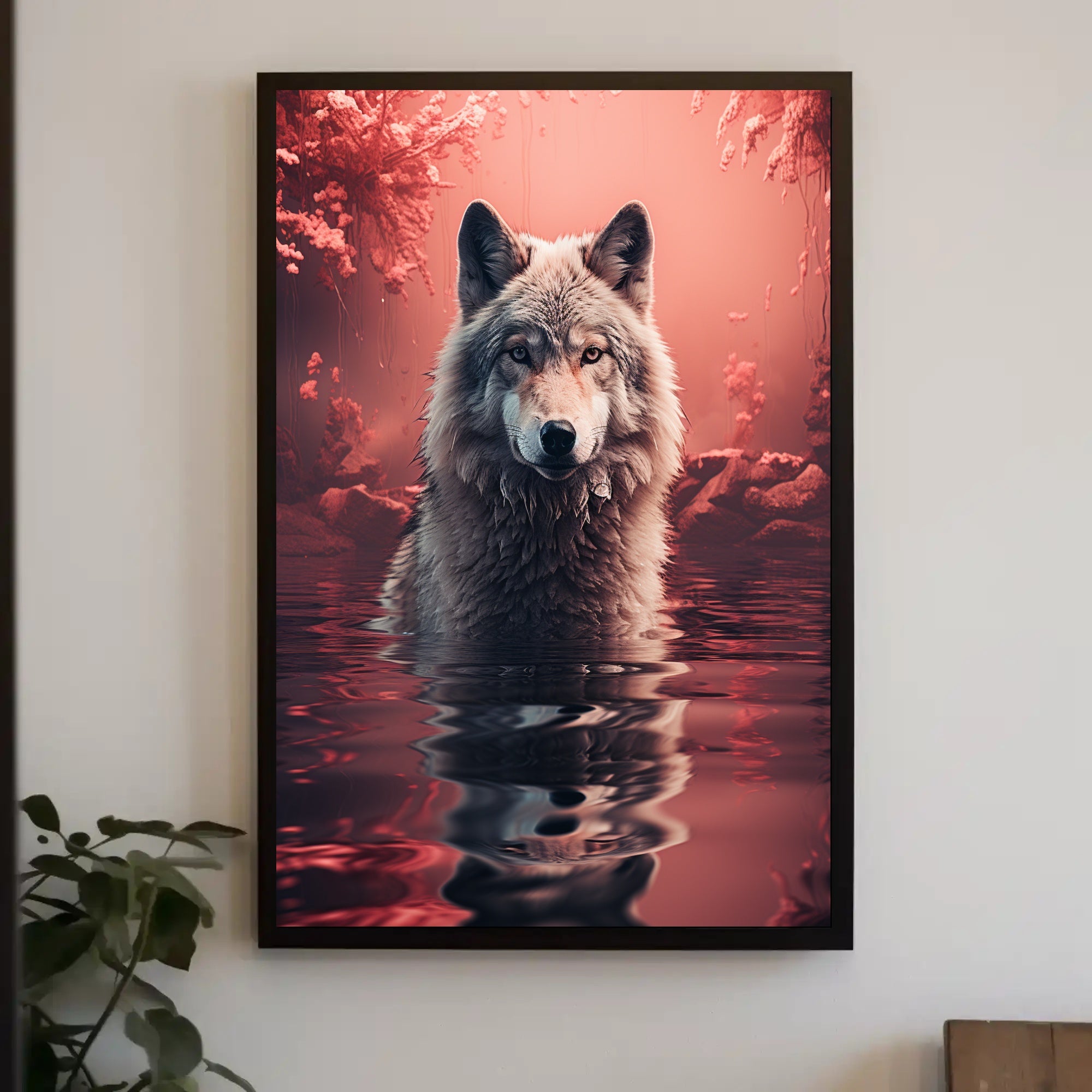 Majestic Wolf In Enchanted Waters Poster PosterGoat