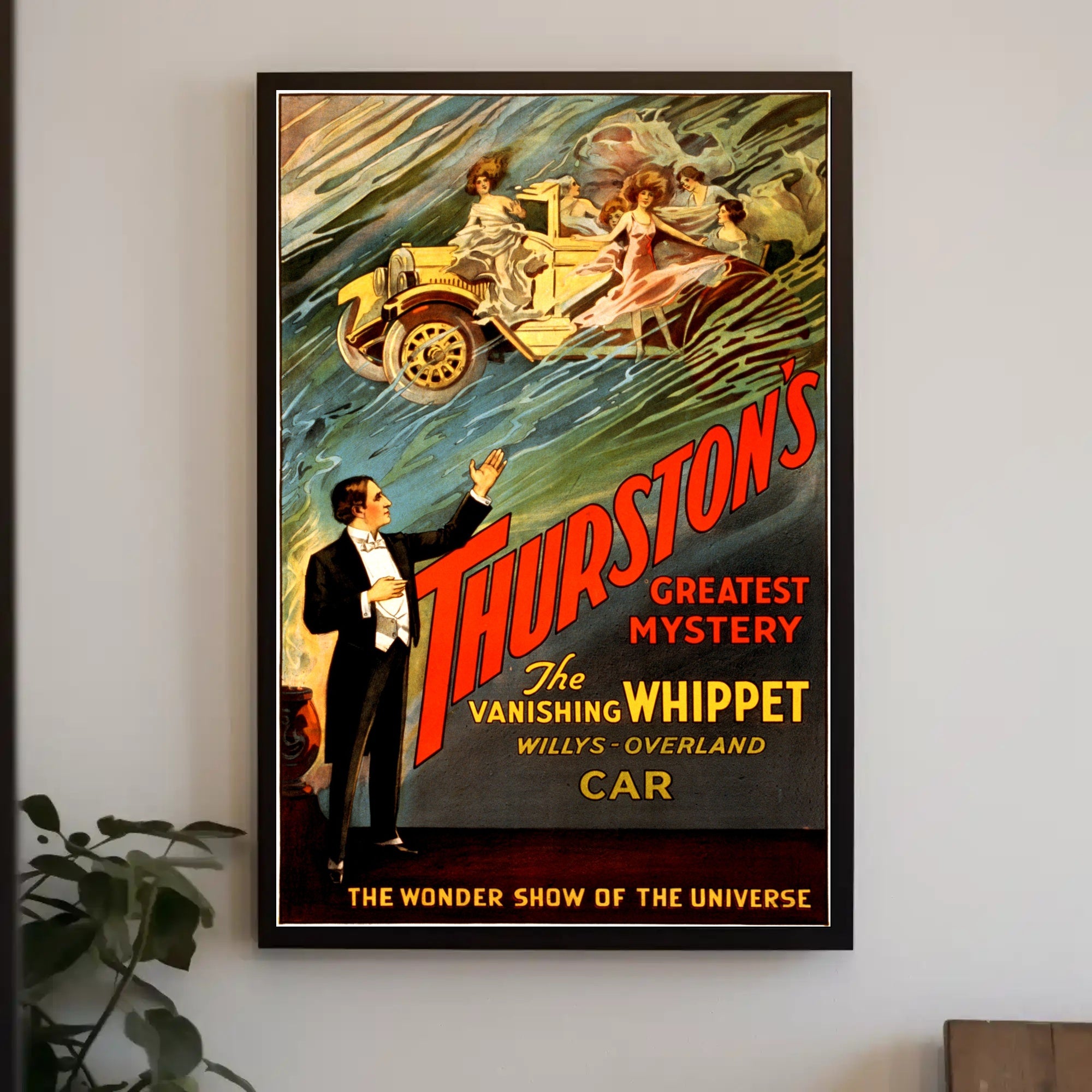 Magic Illusionist Vanishing Car Vintage Show Poster