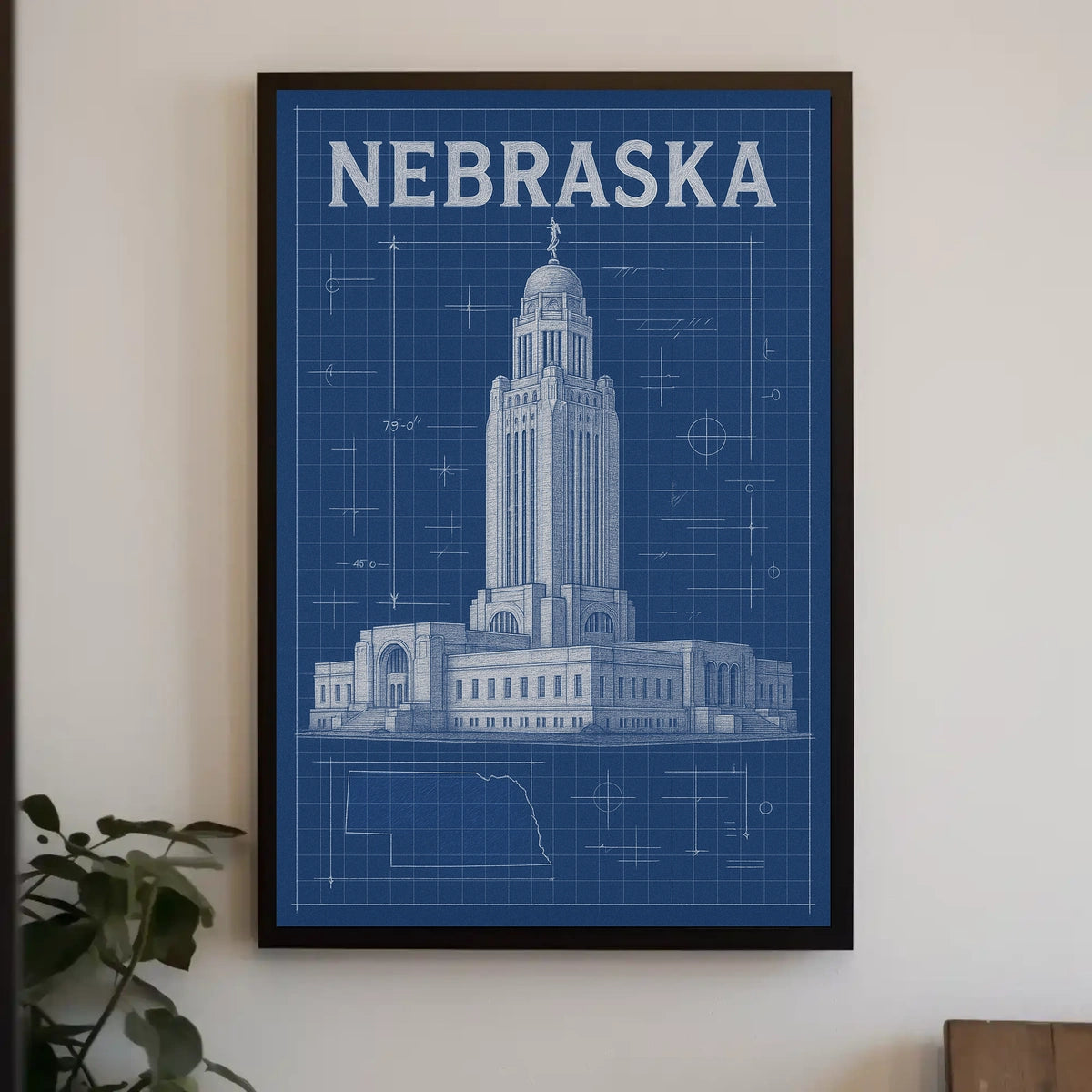 Nebraska State Capitol Blueprint Poster