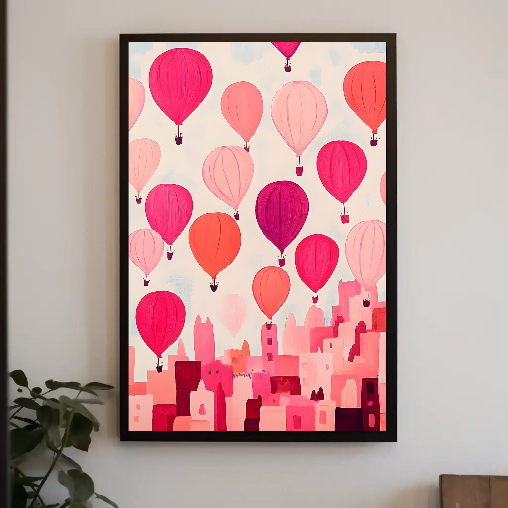 Hot Air Balloons Poster Whimsical Travel Wall Art Print