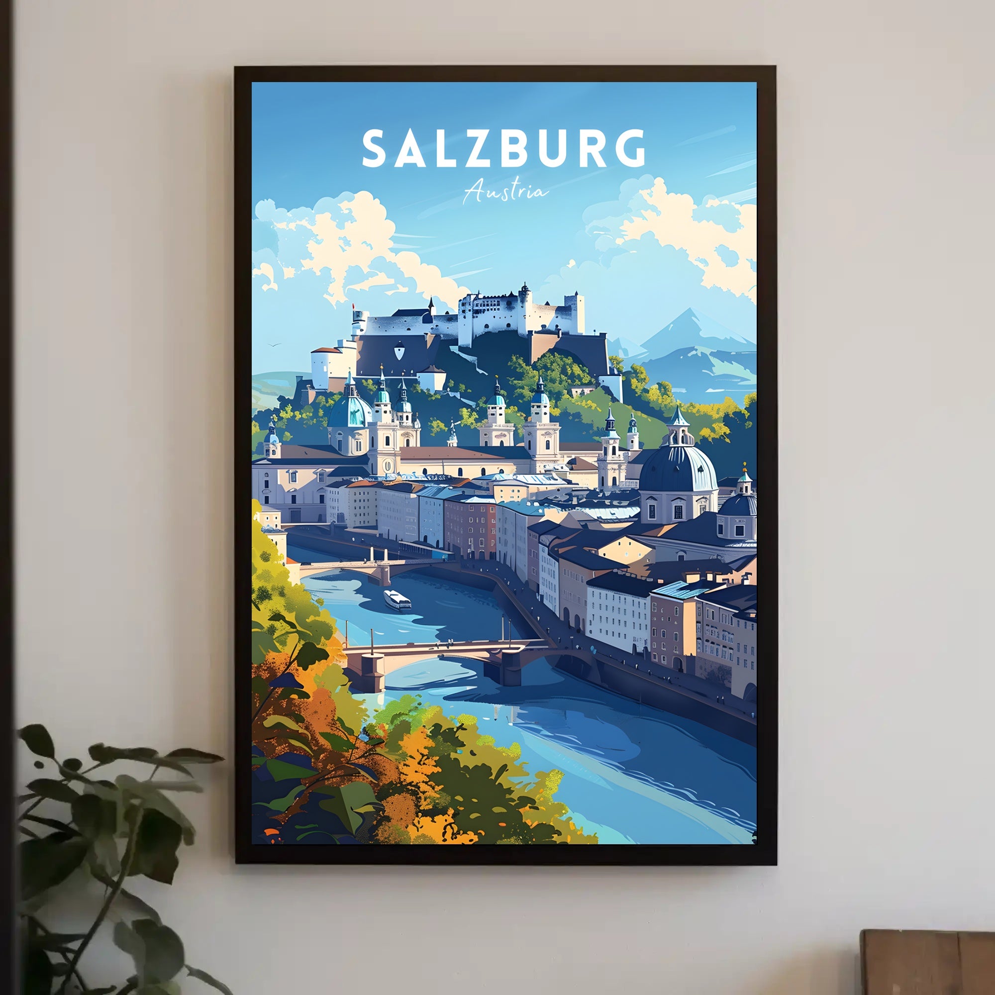 Salzburg's Iconic Cityscape Travel Poster