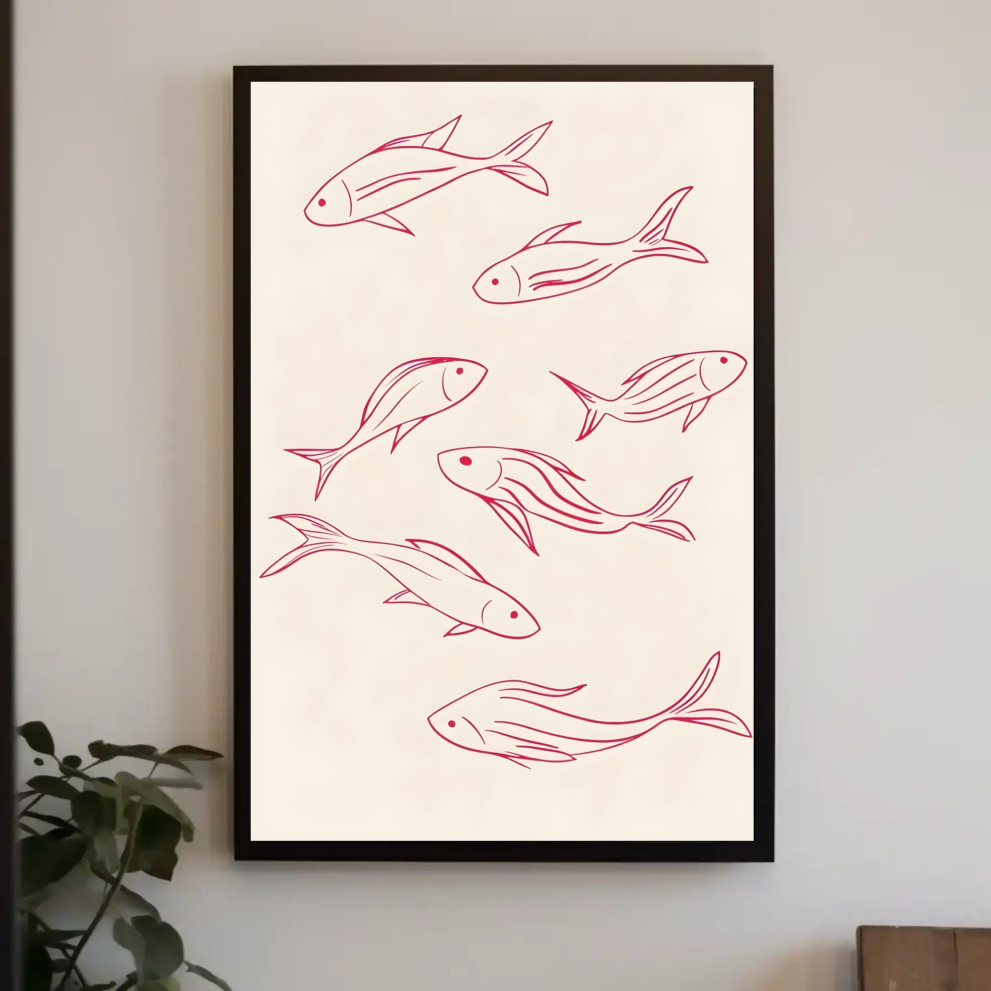 Flowing Fishes Minimalist Poster Wall Art Print