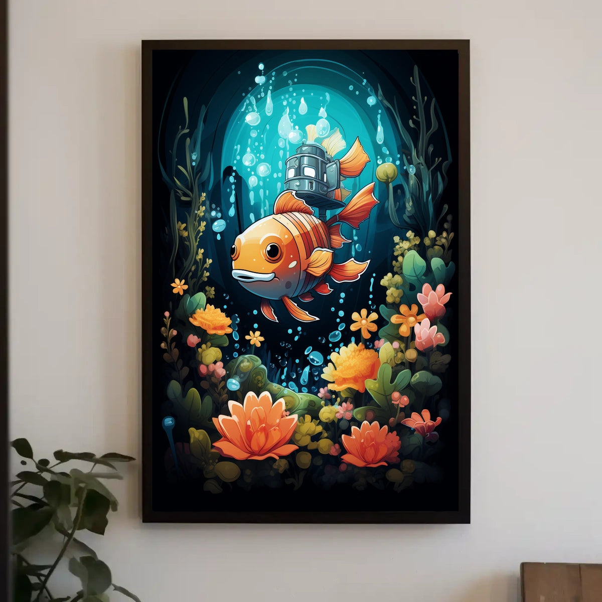 Whimsical Underwater Adventure Poster with Colorful Fish