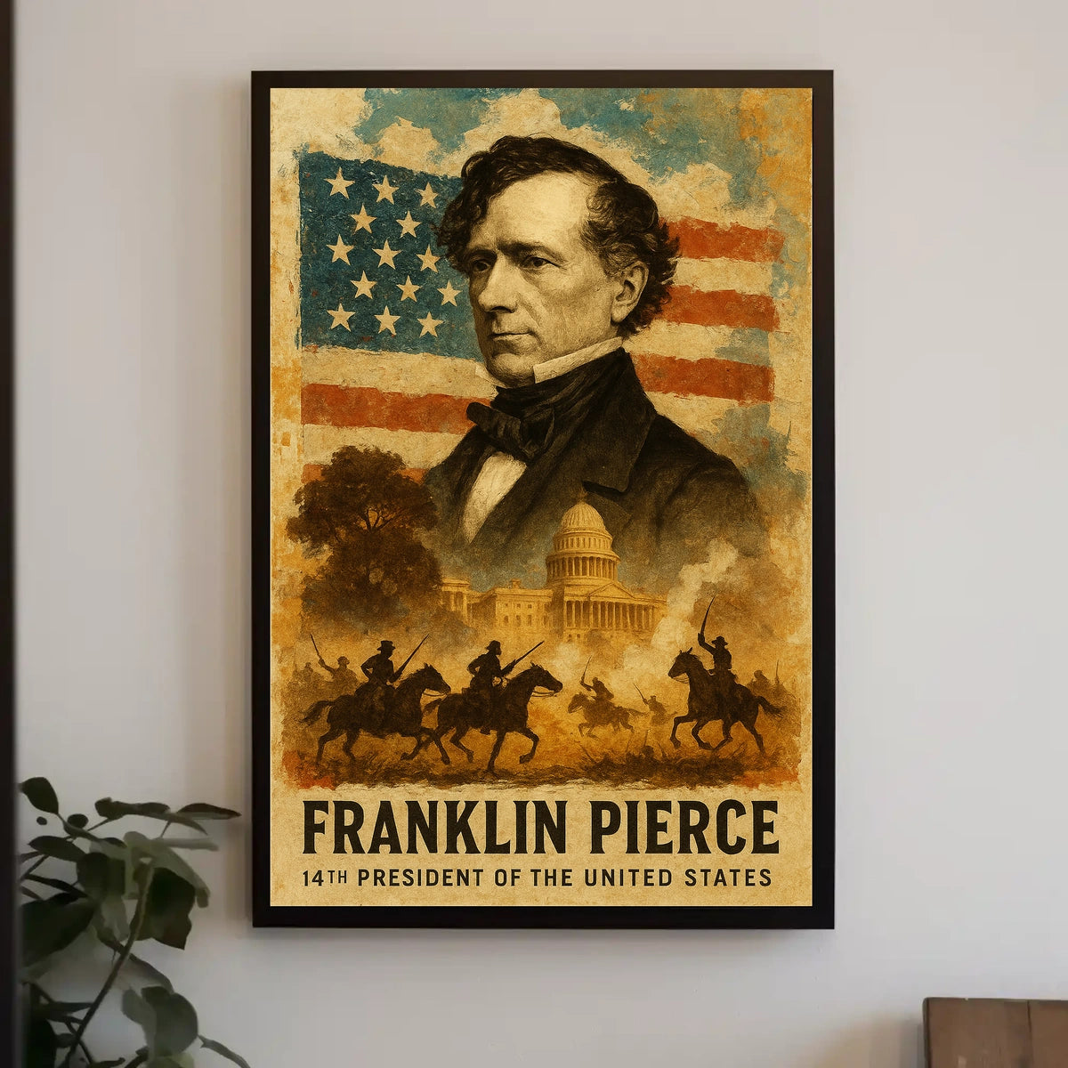 Franklin Pierce 14th President of the United States Layered Digital Collage Poster