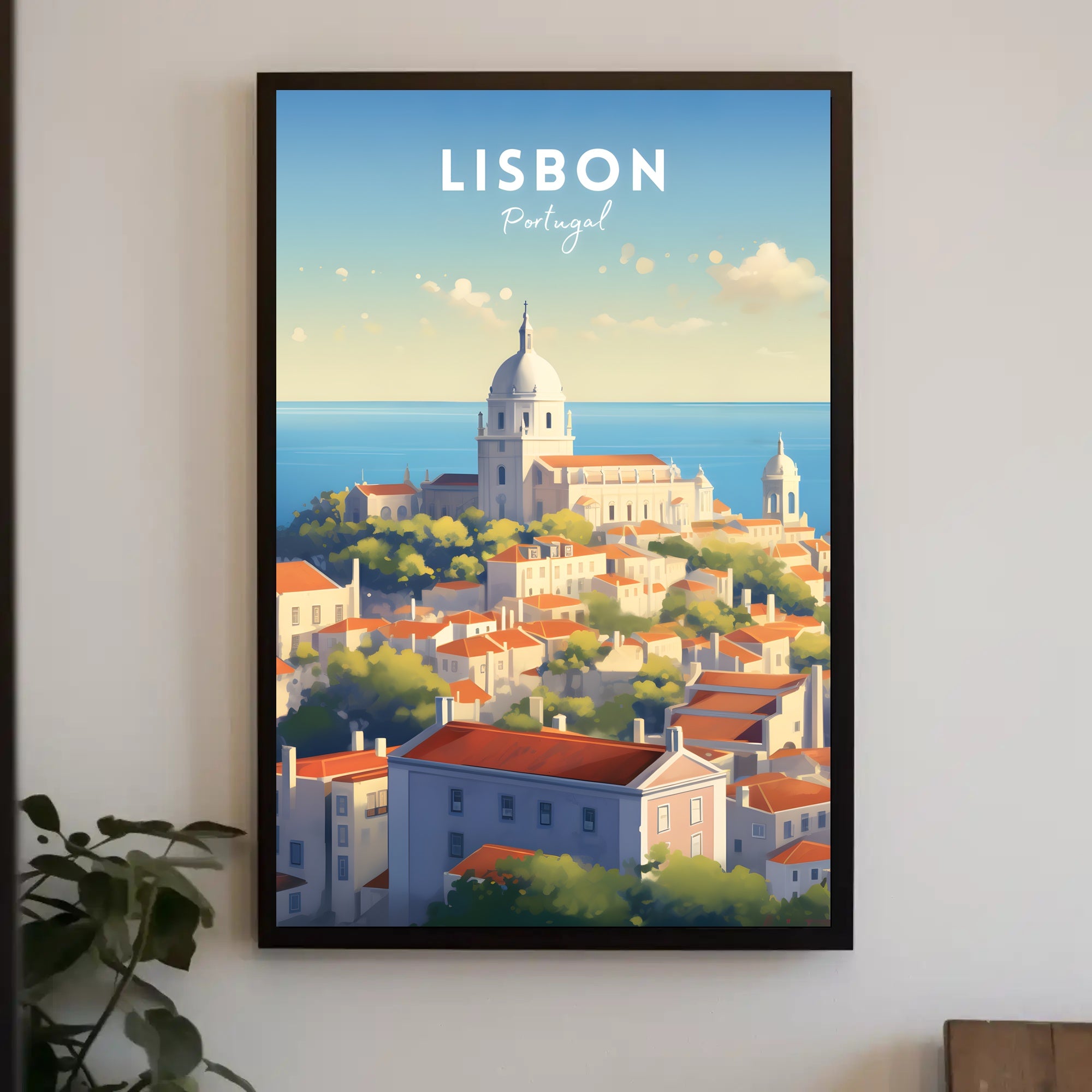 Lisbon Cityscape Coastal View Urban or Cityscape Poster
