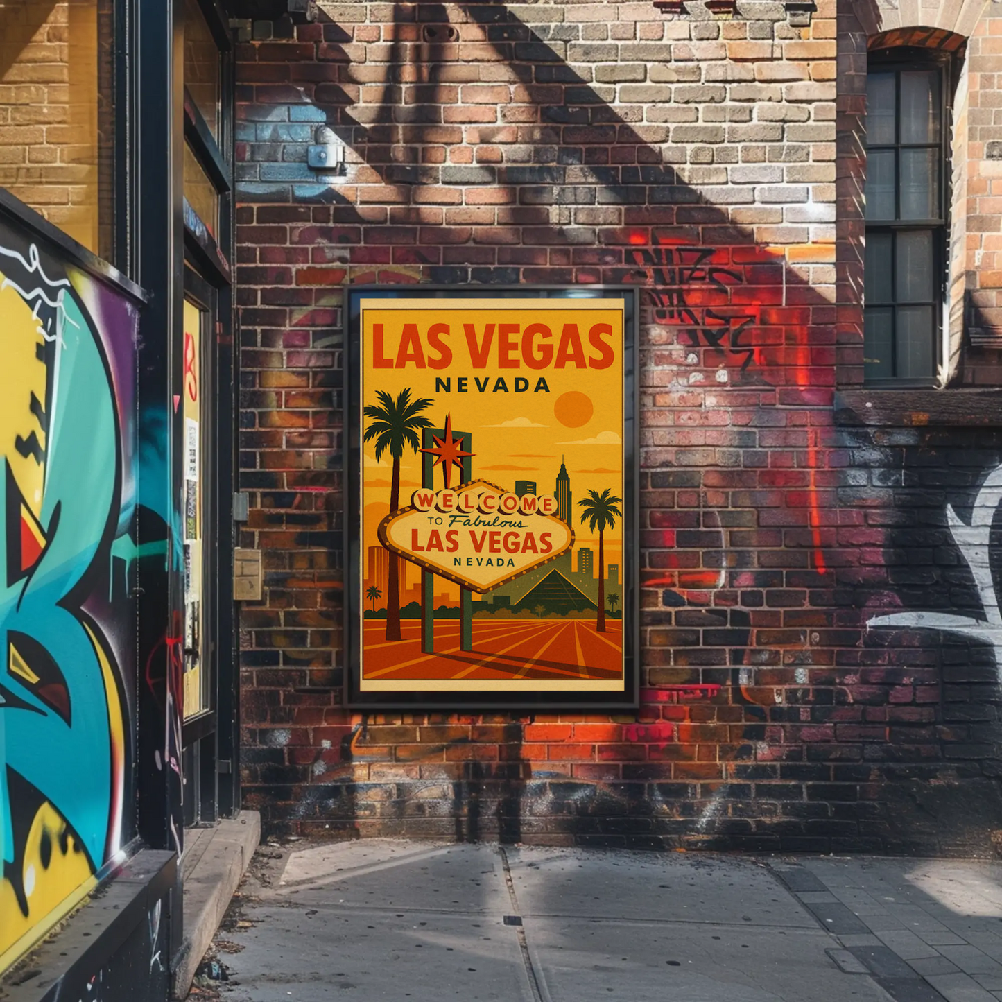 Sunset Las Vegas Nevada Welcome Sign Retro Poster