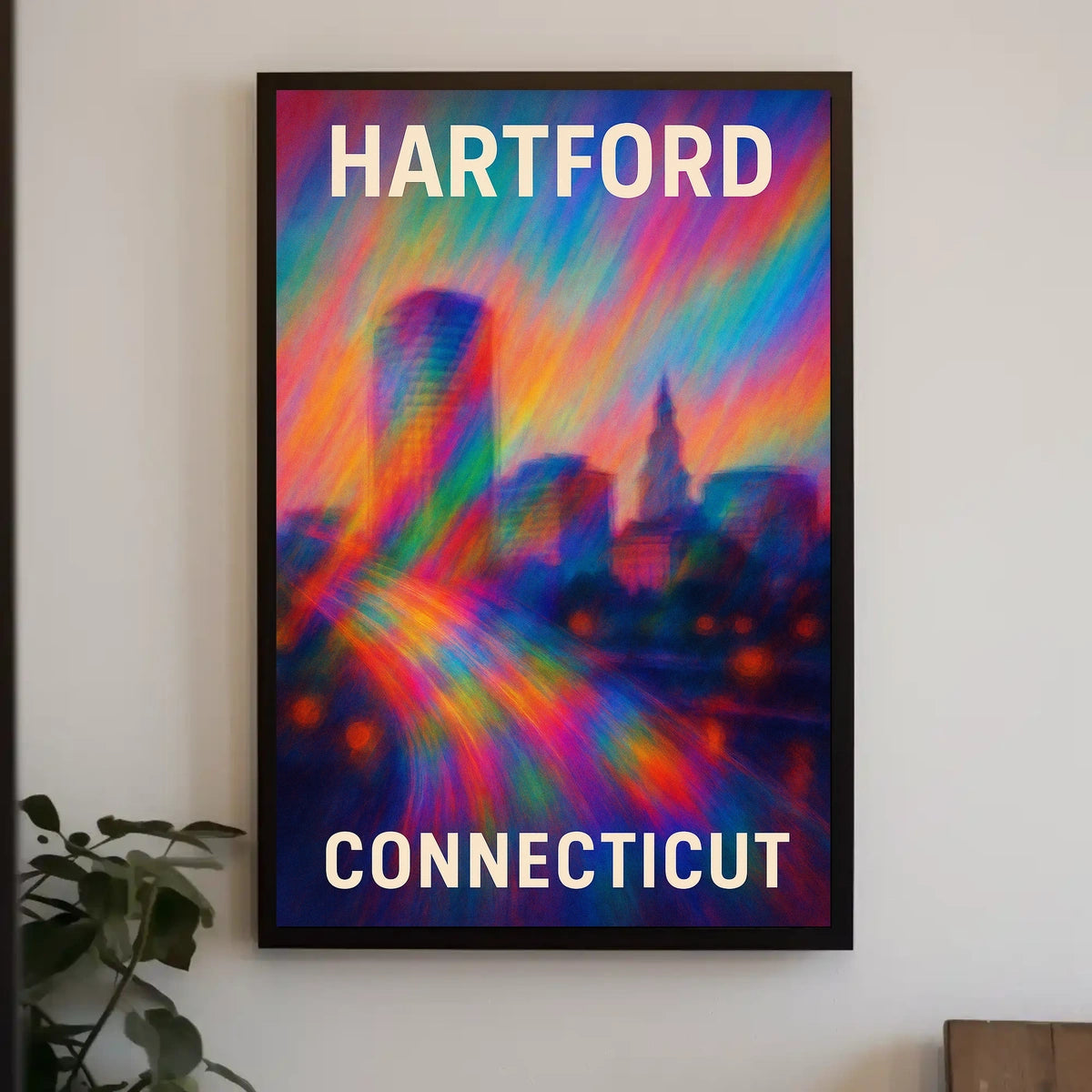 Hartford Skyline Urban Digital Painting Poster
