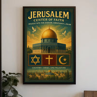 Jerusalem Peaceful Harmony Vintage Cultural or Heritage Poster