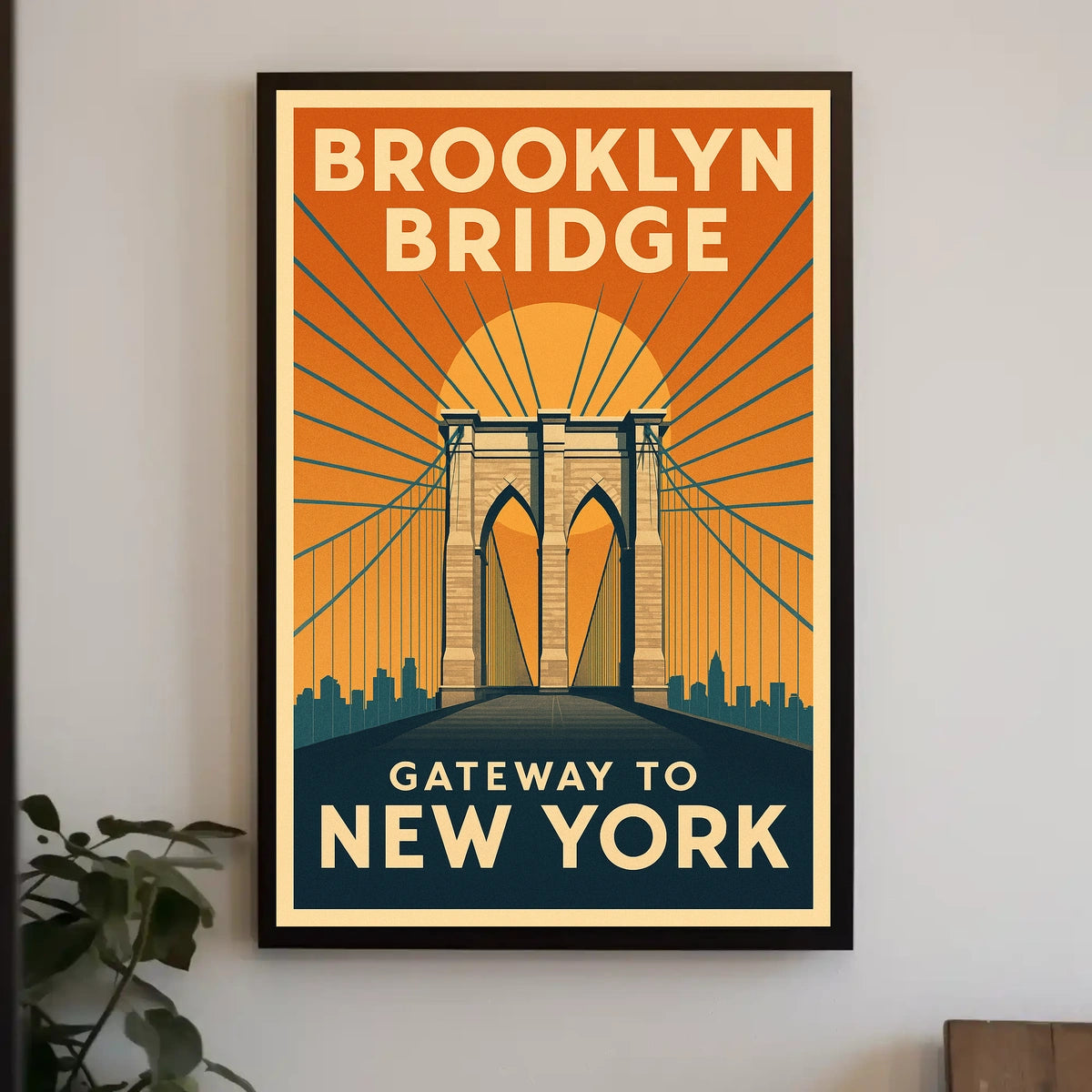 Brooklyn Bridge Gateway Poster Modern Travel Wall Art
