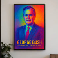 George H. W. Bush 41st President of the United States Neon Gradient Overlay Poster