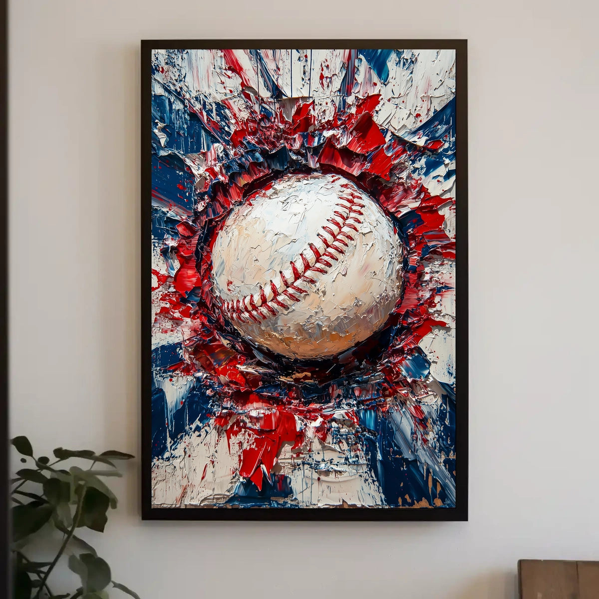 Baseball Themed Abstract Art For Sports Decor Poster