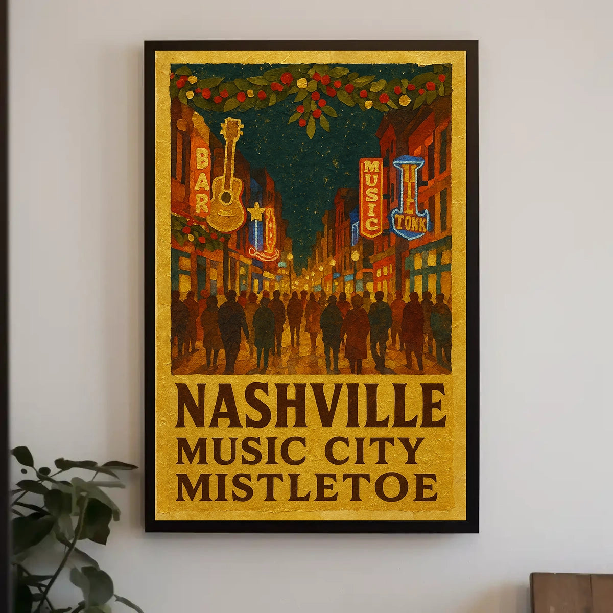 Nashville Music City Mistletoe Poster