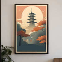 Serene Pagoda at Dusk Poster