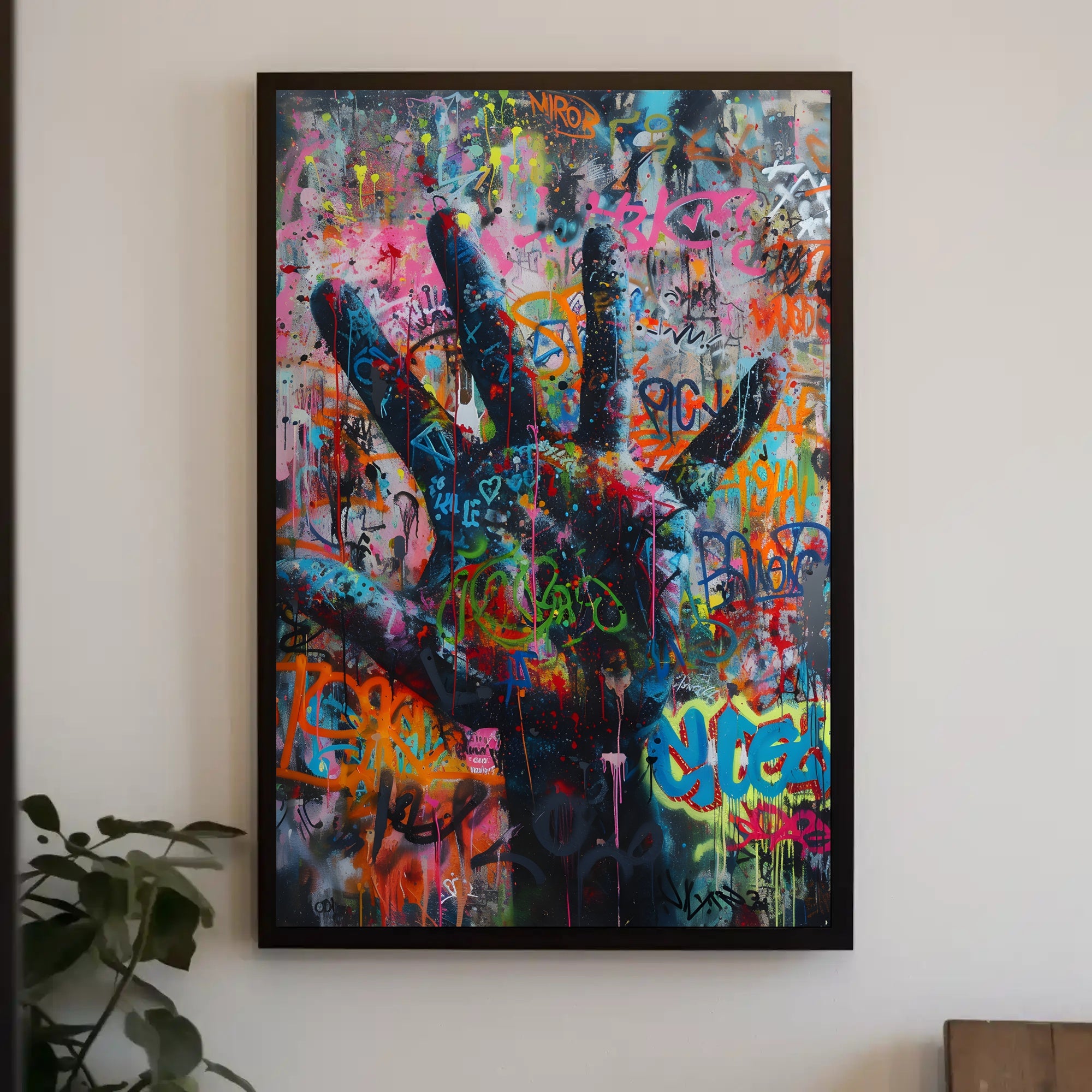 Urban Graffiti Handset Vibrant Artistic Pop Culture Poster