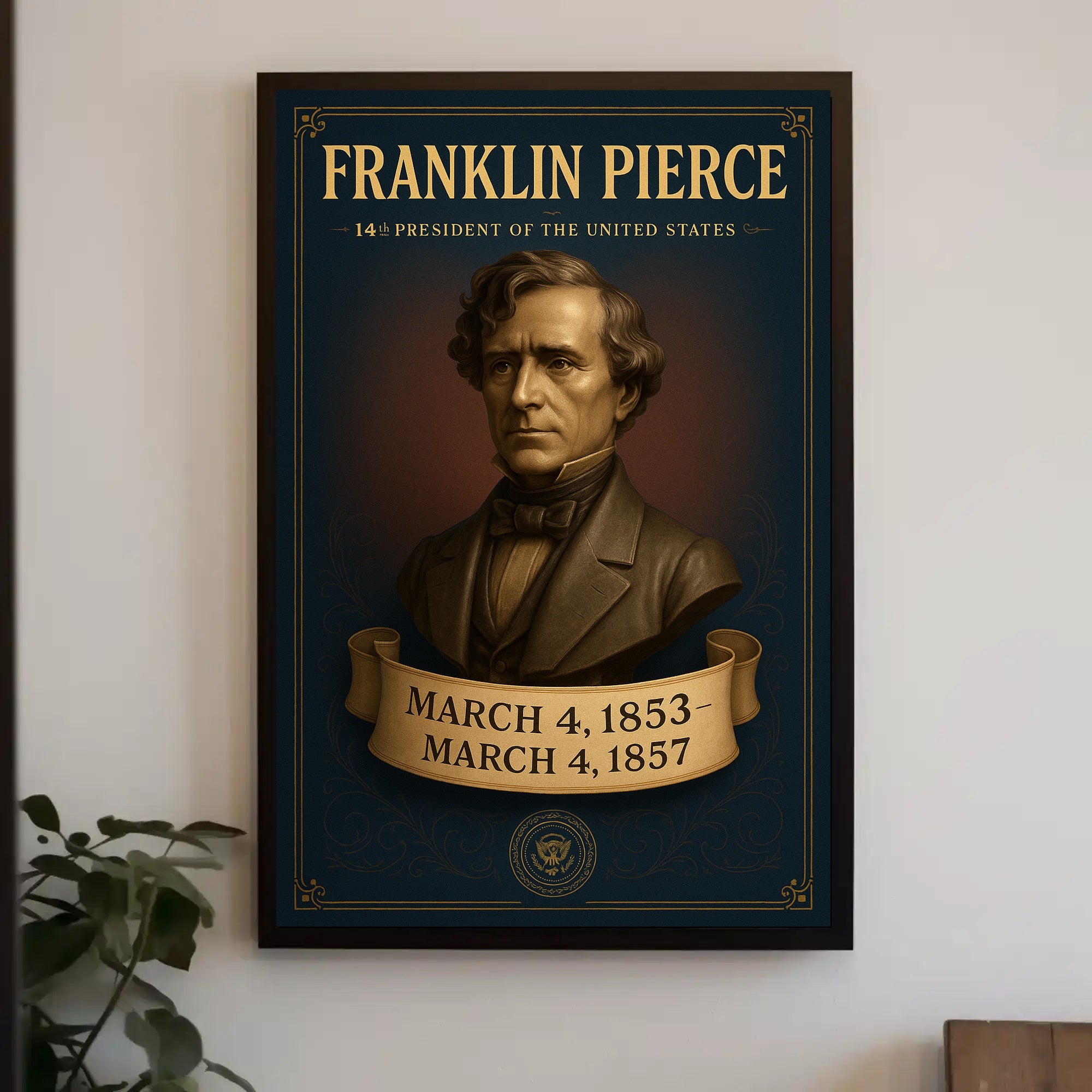 Franklin Pierce vintage presidential portrait poster PosterGoat
