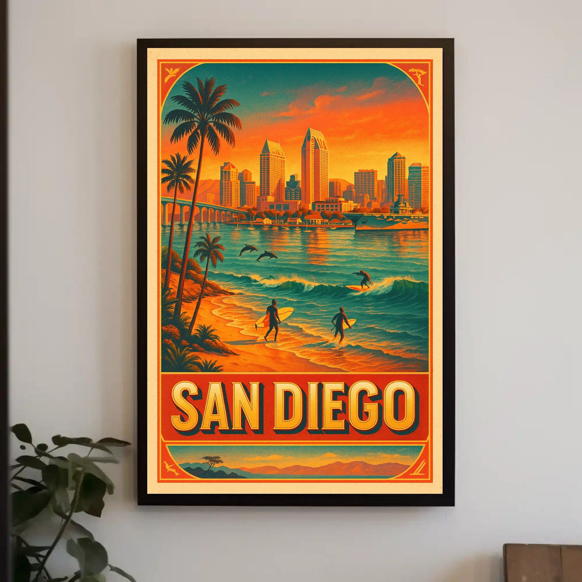 San Diego Surfscape Poster Coastal Wall Art Print