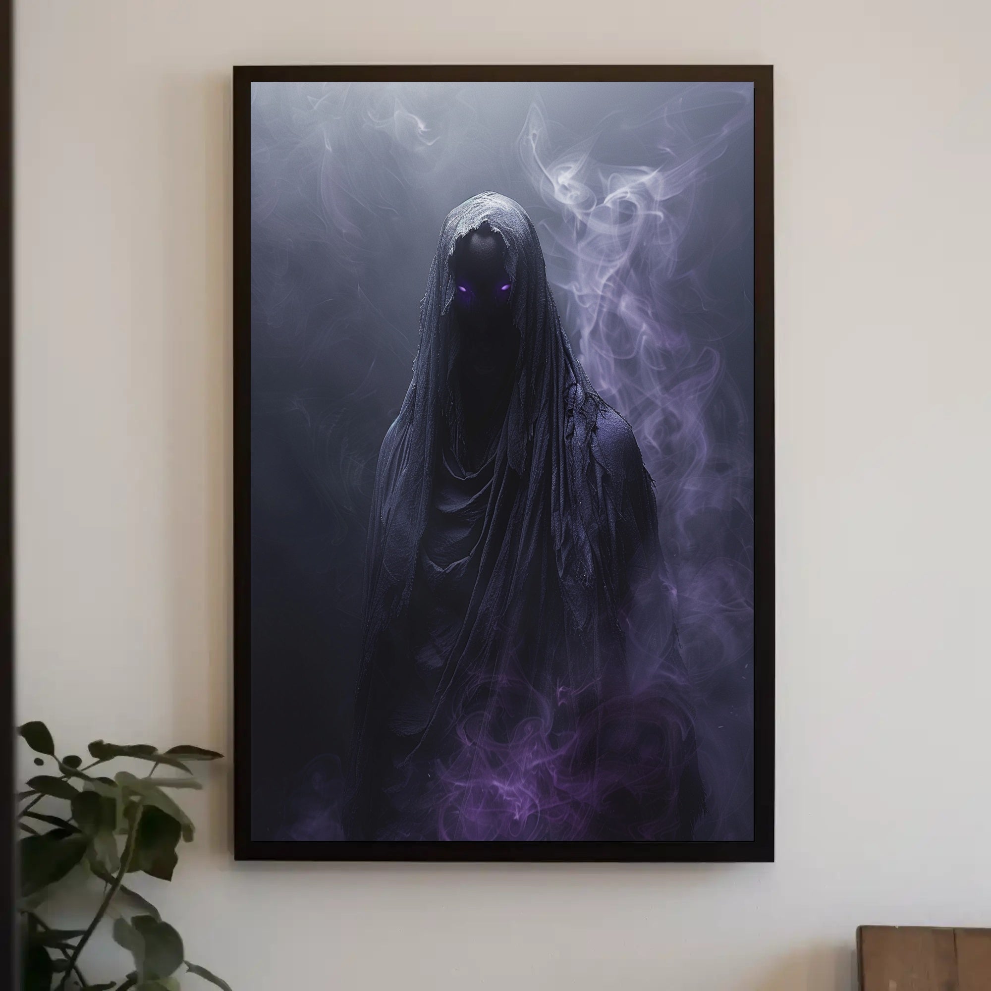 Mysterious Cloaked Figure in Dark Fantasy Art Poster PosterGoat