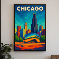 Chicago Skyline And Cloud Gate Poster
