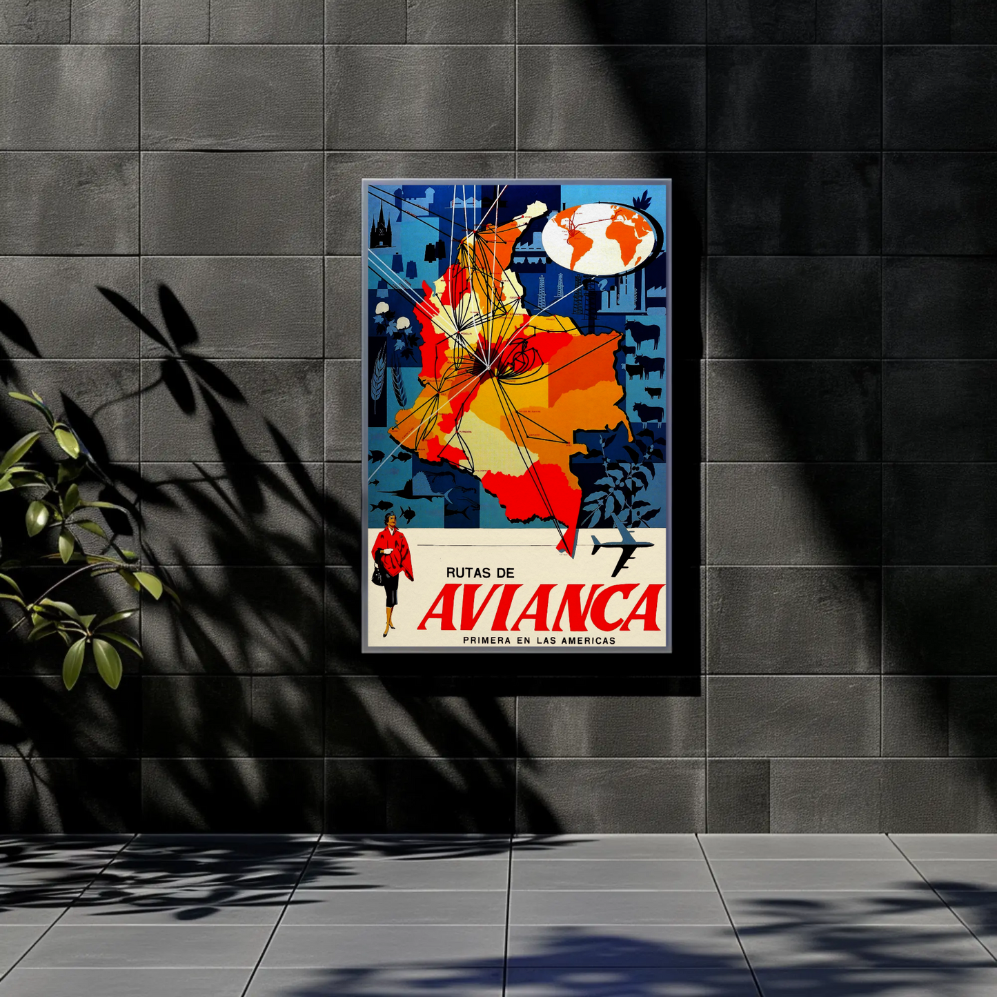 Avianca Rutas de Avianca Travel Poster (1961)