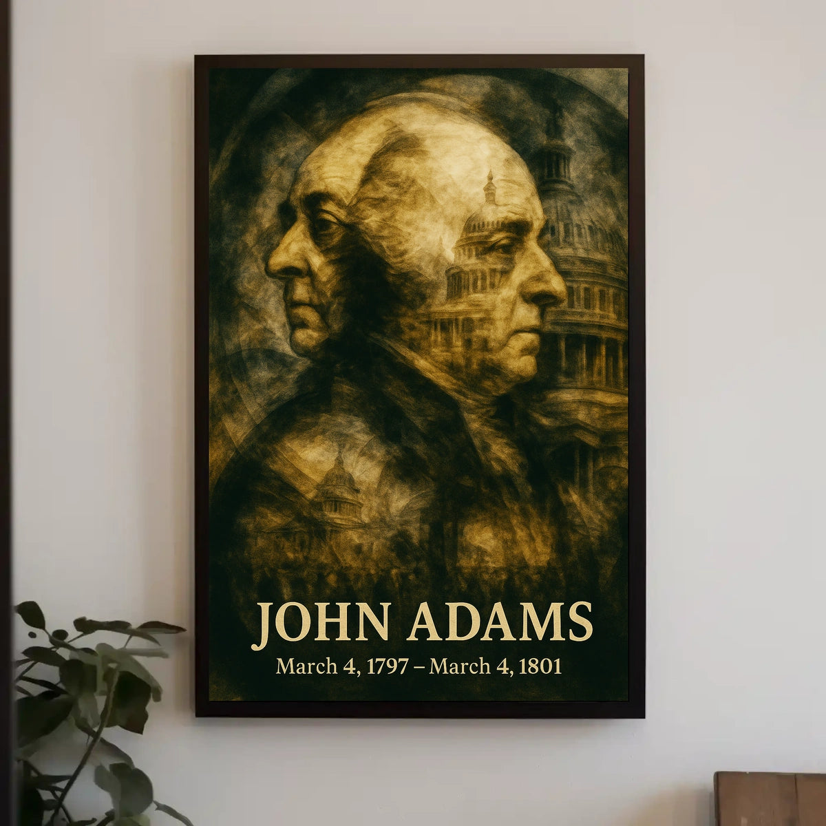 John Adams 2nd President of the United States Double Exposure Poster
