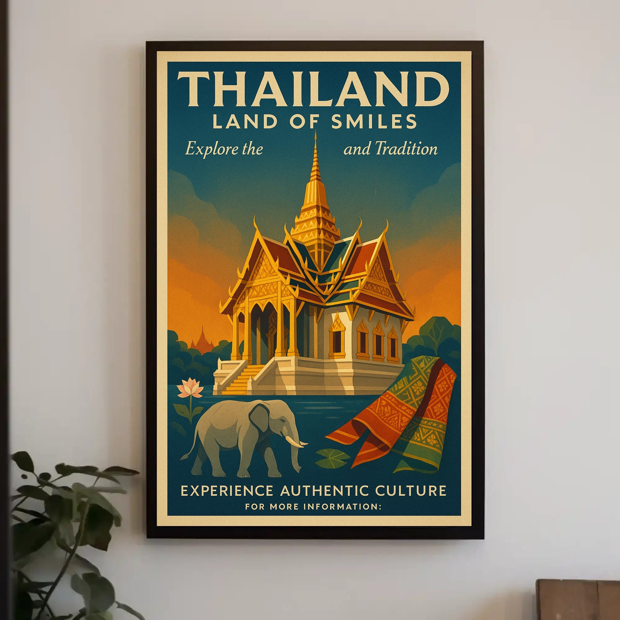 Thailand Vintage Travel Poster for Cultural Heritage Enthusiasts
