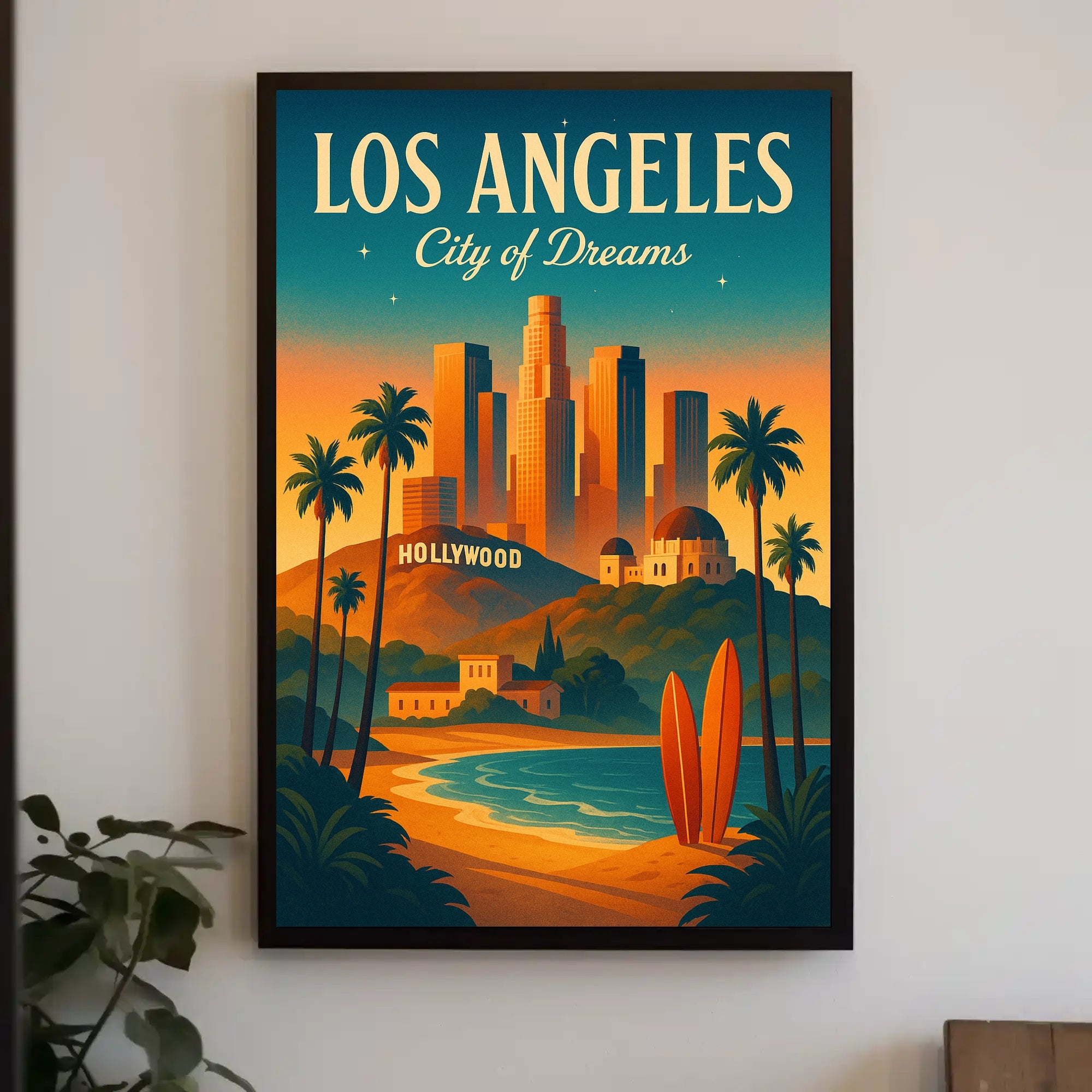 Los Angeles Dreams Sunset Urban Cityscape Poster