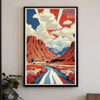 Utah Landscape Art with Patriotic Colors Travel Poster