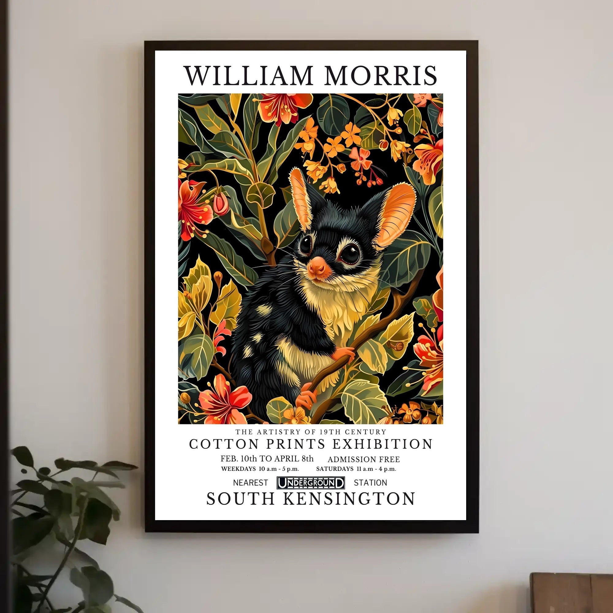 Vibrant Possum in Floral Wonderland Artistic Poster