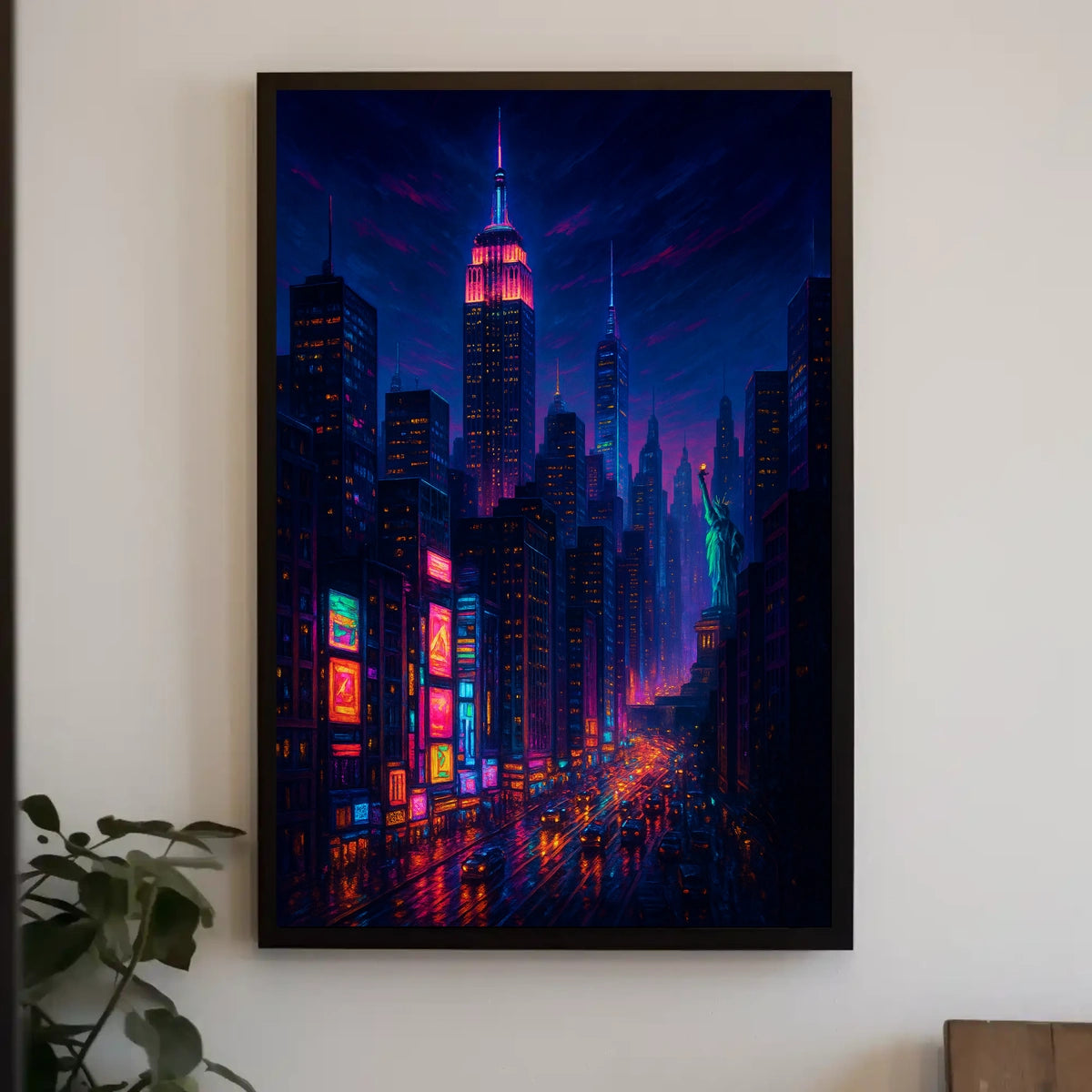New York City Neon Cityscape Poster Modern Wall Art