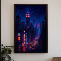 New York City Neon Cityscape Poster Modern Wall Art