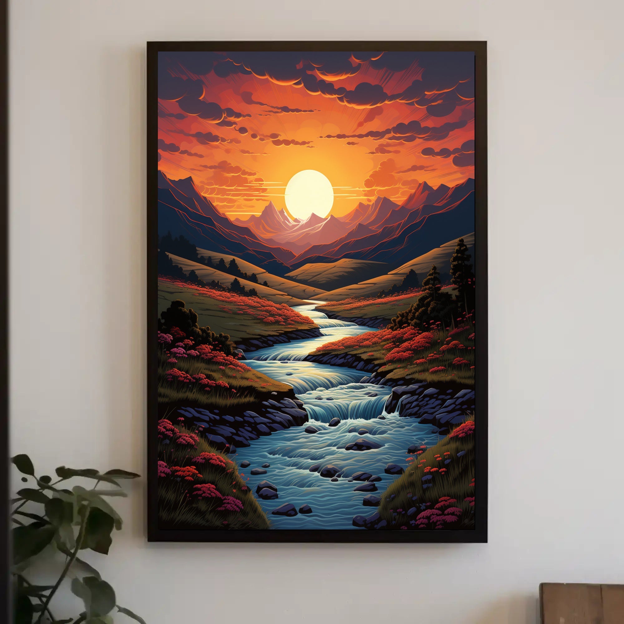 Sunset Over Serene Valley Poster
