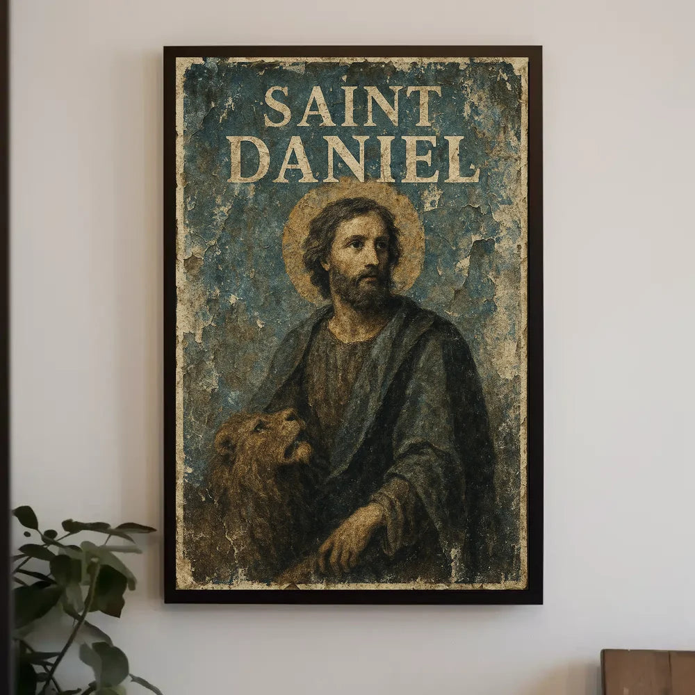 Vintage Saint Daniel Religious Art Poster