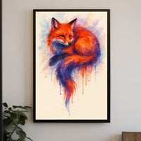 Vibrant Fox in Watercolor Poster