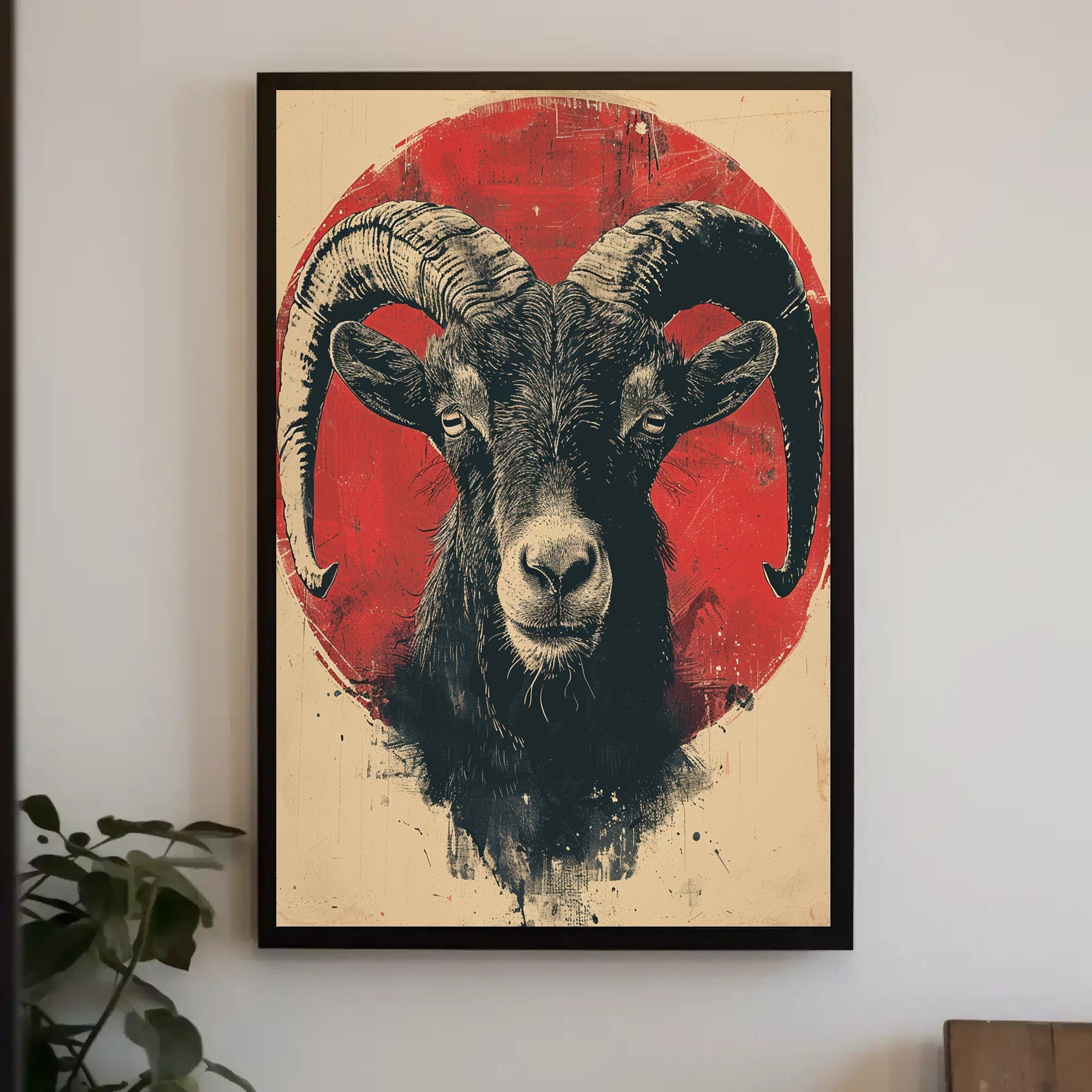 Majestic Ram Art Print Poster for Home Decor PosterGoat