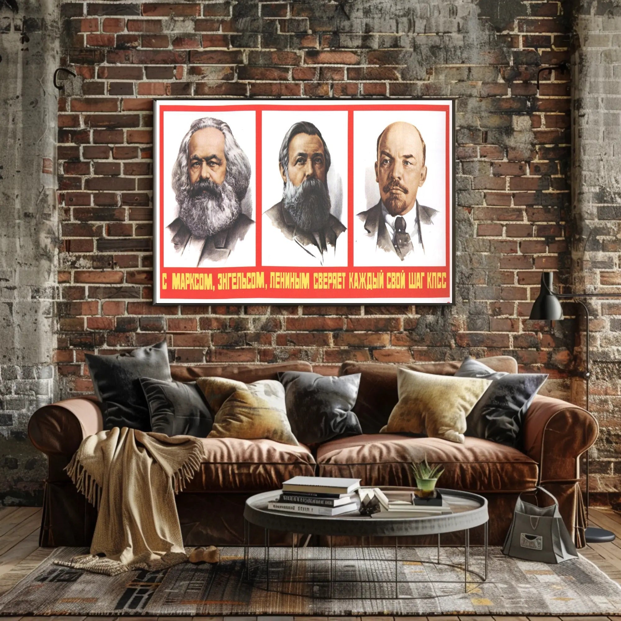 Marx, Engels, and Lenin Guiding Principles Poster
